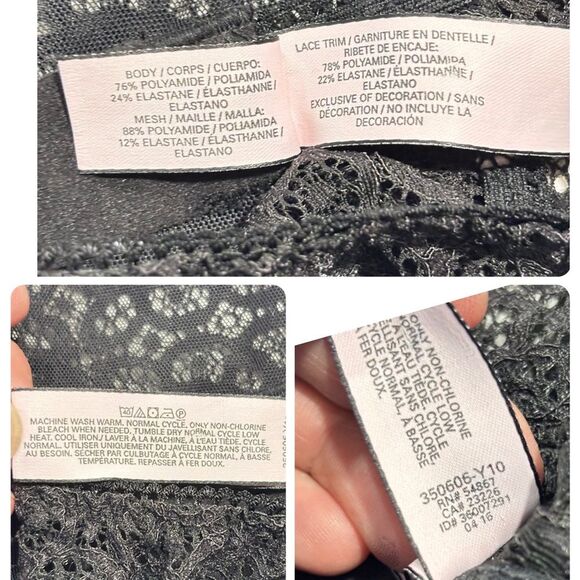 Victorias Secret | Dream Angels Sheer Black Lace Up Thong Teddy Bodysuit Medium - Picture 15 of 16